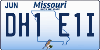 MO license plate DH1E1I