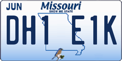 MO license plate DH1E1K
