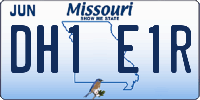 MO license plate DH1E1R