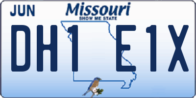 MO license plate DH1E1X