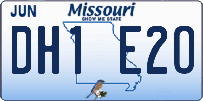 MO license plate DH1E2O