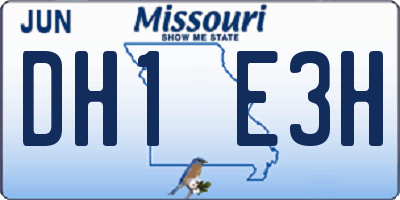 MO license plate DH1E3H