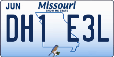 MO license plate DH1E3L