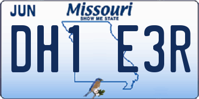 MO license plate DH1E3R