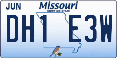 MO license plate DH1E3W
