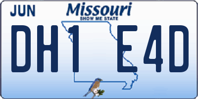 MO license plate DH1E4D