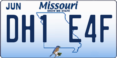 MO license plate DH1E4F