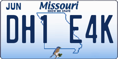 MO license plate DH1E4K
