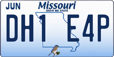 MO license plate DH1E4P