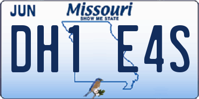 MO license plate DH1E4S