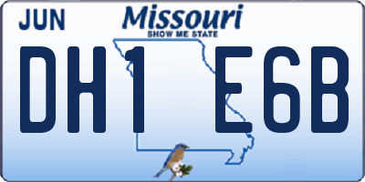 MO license plate DH1E6B