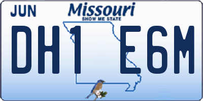 MO license plate DH1E6M