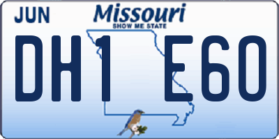 MO license plate DH1E6O