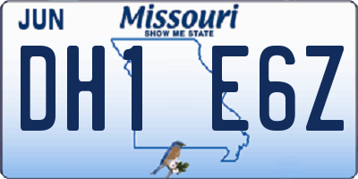 MO license plate DH1E6Z