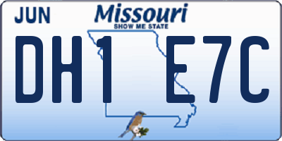 MO license plate DH1E7C