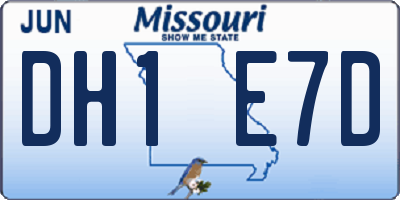 MO license plate DH1E7D