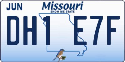 MO license plate DH1E7F