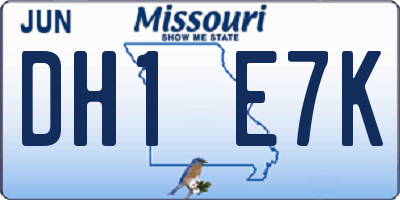 MO license plate DH1E7K