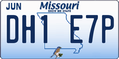MO license plate DH1E7P