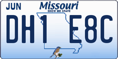 MO license plate DH1E8C
