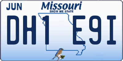 MO license plate DH1E9I