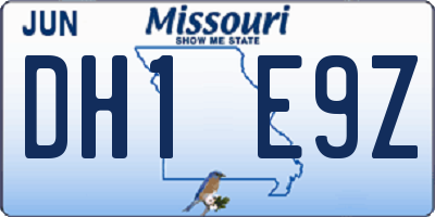 MO license plate DH1E9Z