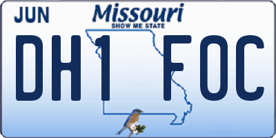 MO license plate DH1F0C