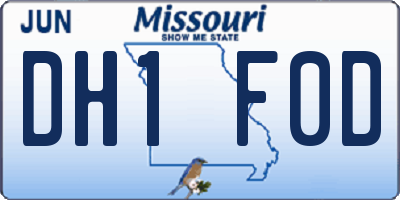 MO license plate DH1F0D