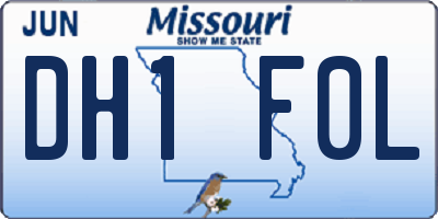 MO license plate DH1F0L
