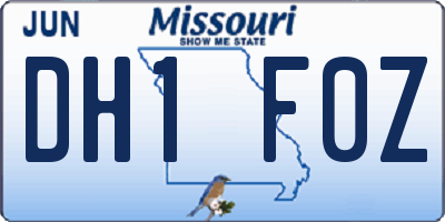 MO license plate DH1F0Z