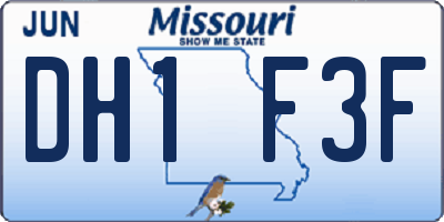 MO license plate DH1F3F
