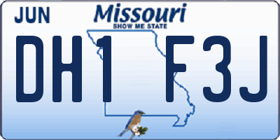 MO license plate DH1F3J