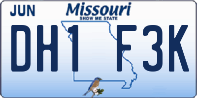 MO license plate DH1F3K