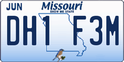 MO license plate DH1F3M