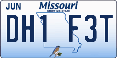 MO license plate DH1F3T