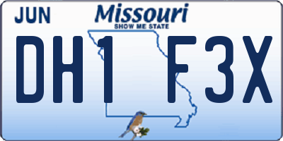 MO license plate DH1F3X