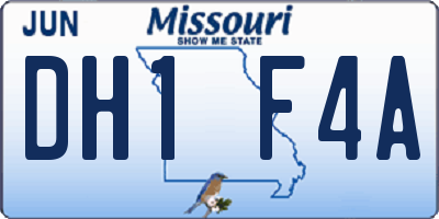 MO license plate DH1F4A