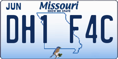 MO license plate DH1F4C