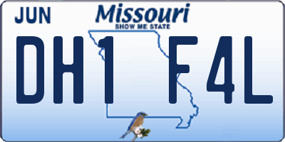 MO license plate DH1F4L