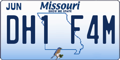 MO license plate DH1F4M