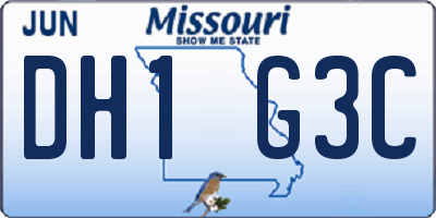 MO license plate DH1G3C