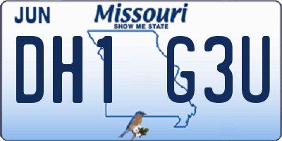 MO license plate DH1G3U