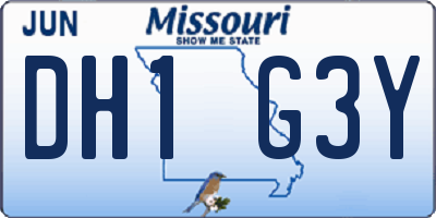 MO license plate DH1G3Y