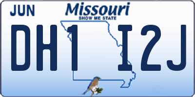 MO license plate DH1I2J