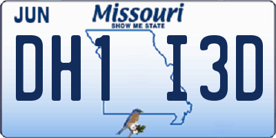 MO license plate DH1I3D