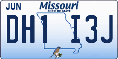 MO license plate DH1I3J