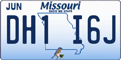 MO license plate DH1I6J