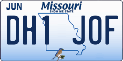 MO license plate DH1J0F