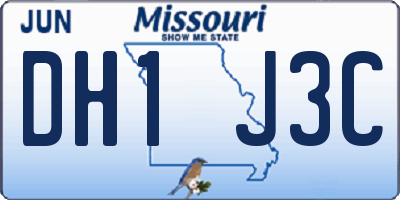 MO license plate DH1J3C