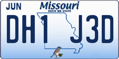 MO license plate DH1J3D